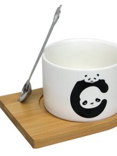 Hediyelik Kupa Panda Mıknatıslı Kaşıklı